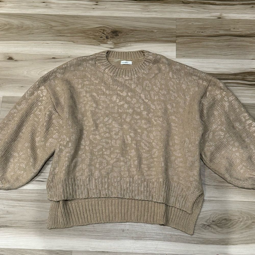 Andthewhy Shimmer Leopard Knit Crewneck Sweater Women’s Small/Medium